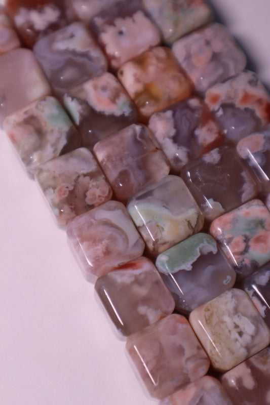 flower agate crystal cube