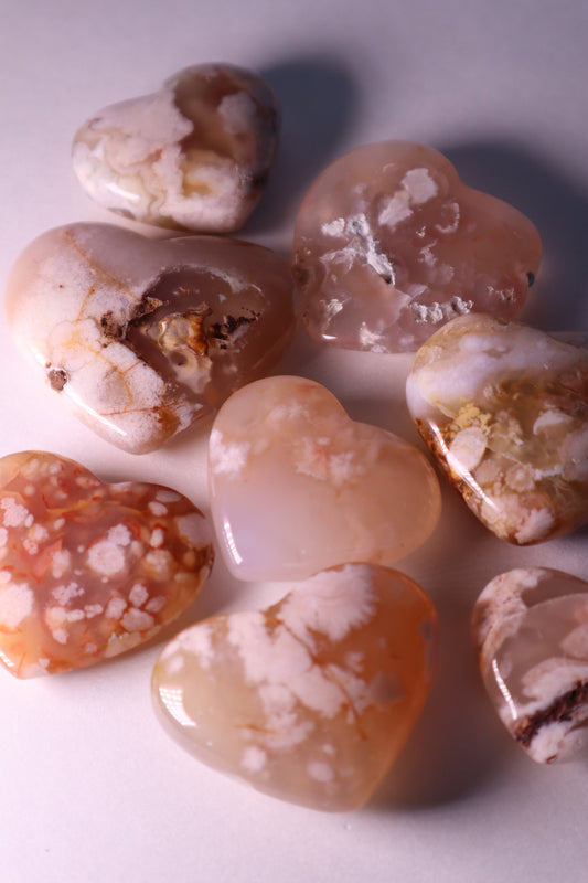 flower agate crystal heart