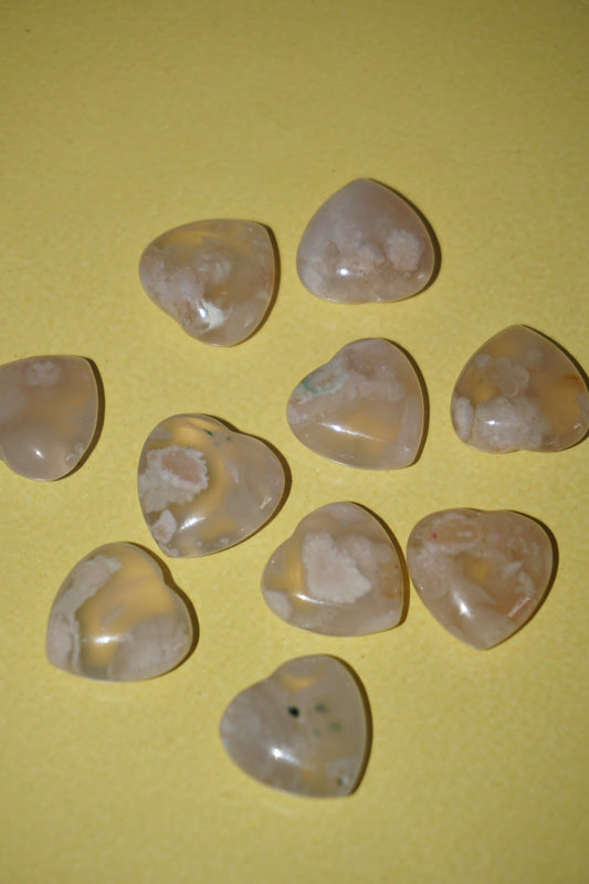 flower agate crystal heart