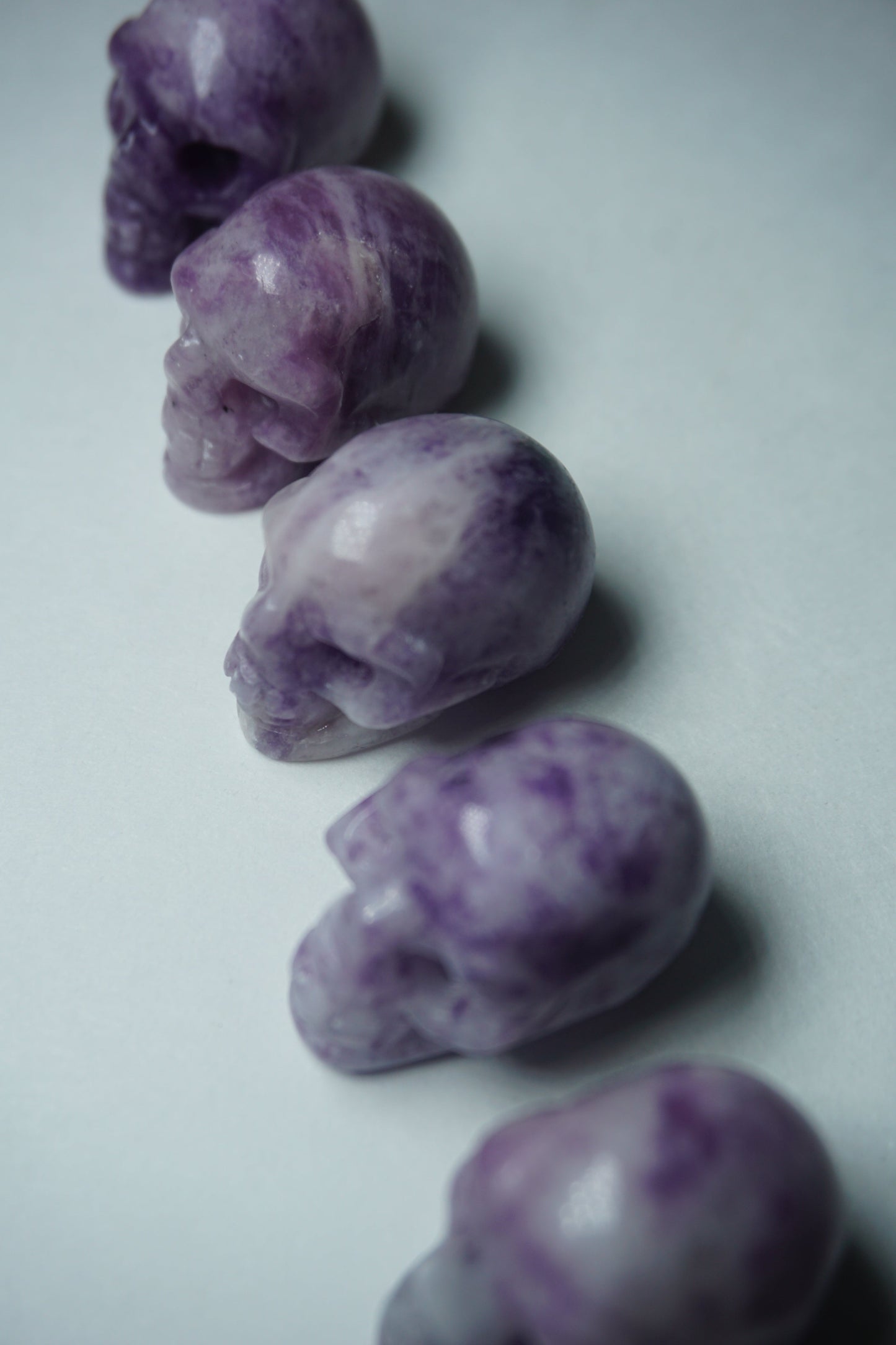 lepidolite crystal skull