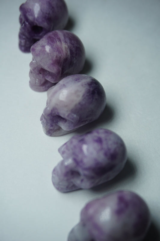 lepidolite crystal skull