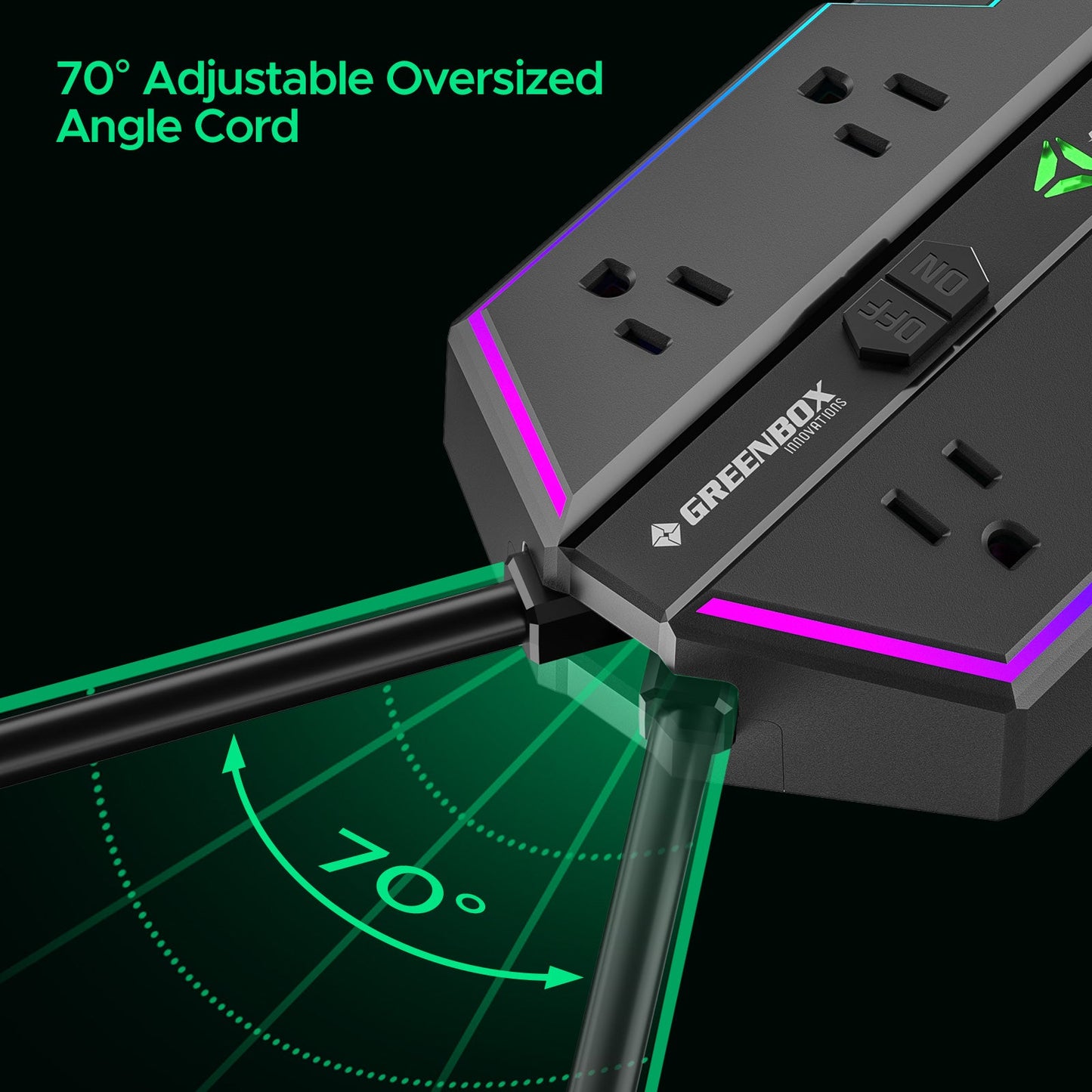 Multiprise Parafoudre Gaming 4000J - Charge rapide USB-C PD 20W, 6 prises espacées, Éclairage RVB, Cordon 1,80 m