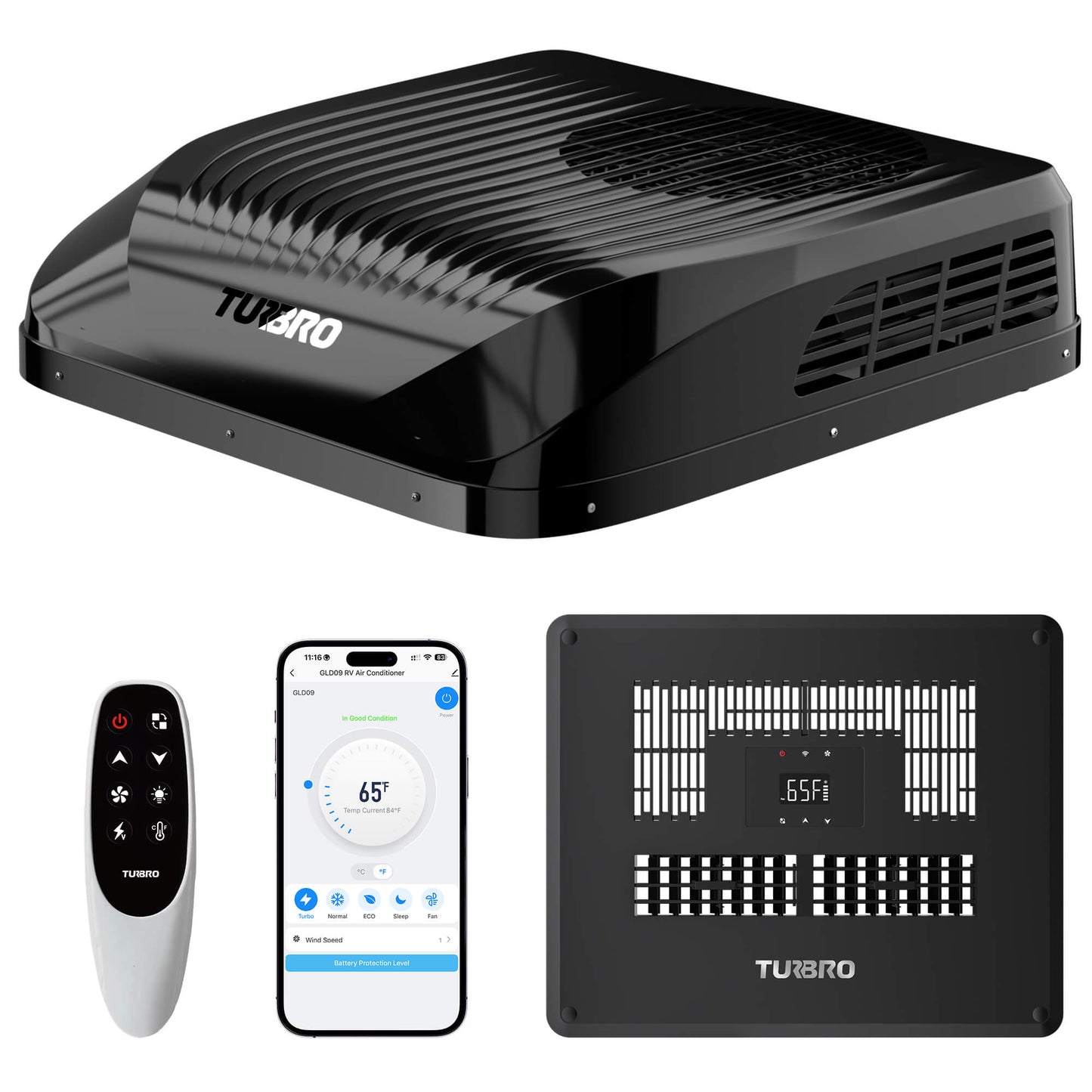 Climatiseur de toit pour camping-car Greenland 9 000 BTU 12 V CC Inverter (R32)
