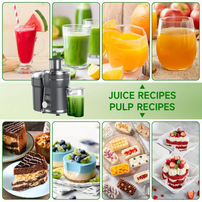 500W Juicer Machine for Fruits & Veggies – Wide Mouth, Stainless Steel, Easy Clean