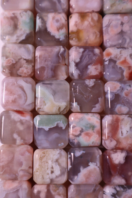 flower agate crystal cube