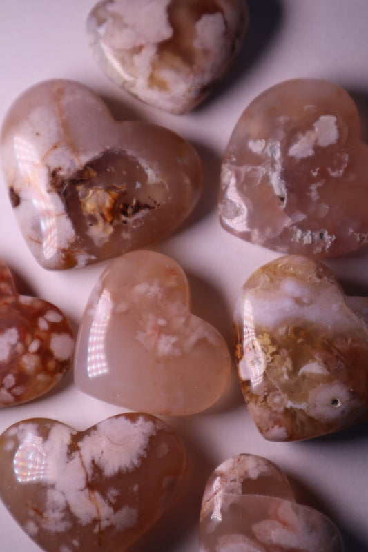 flower agate crystal heart