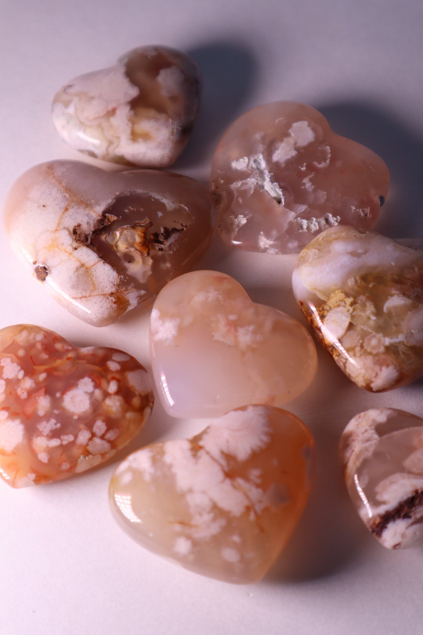flower agate crystal heart