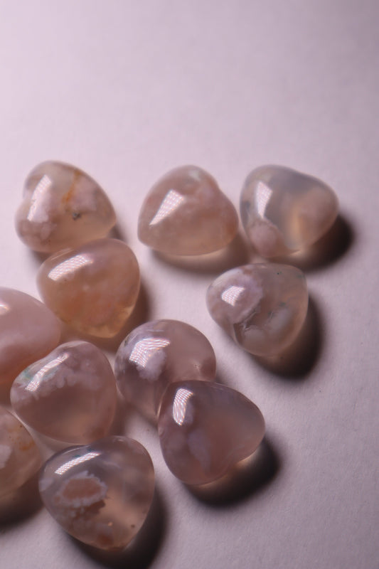 flower agate crystal heart