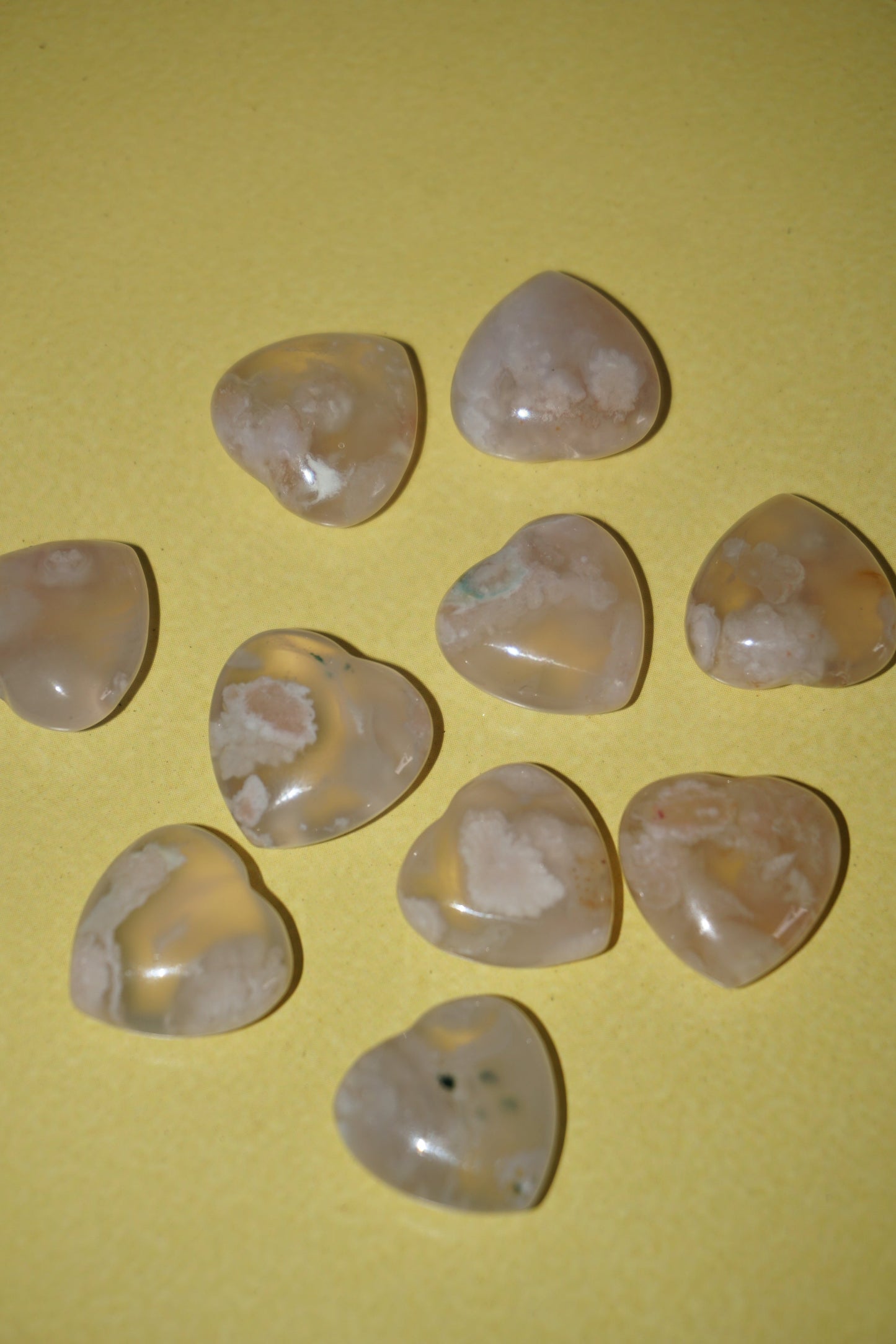 flower agate crystal heart