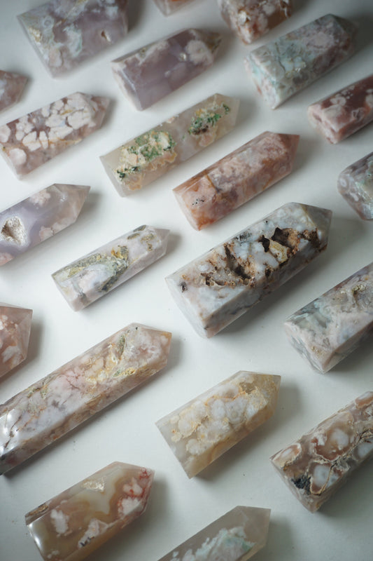 flower agate crystal tower