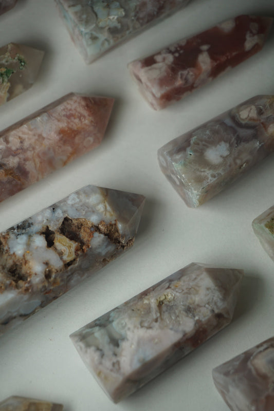 flower agate crystal tower