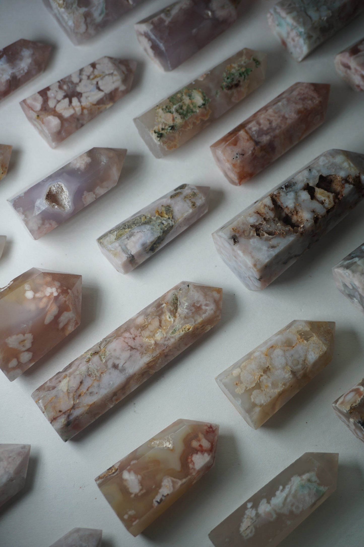 flower agate crystal tower