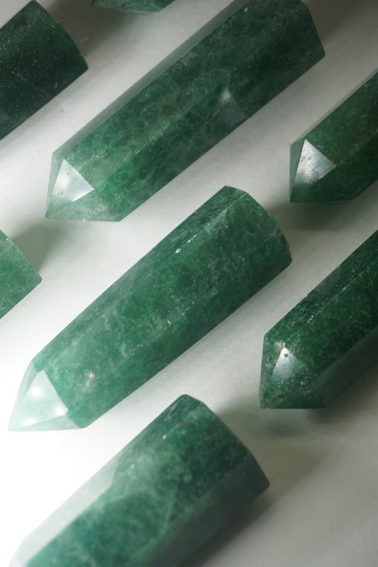green strawberry quartz crystal tower