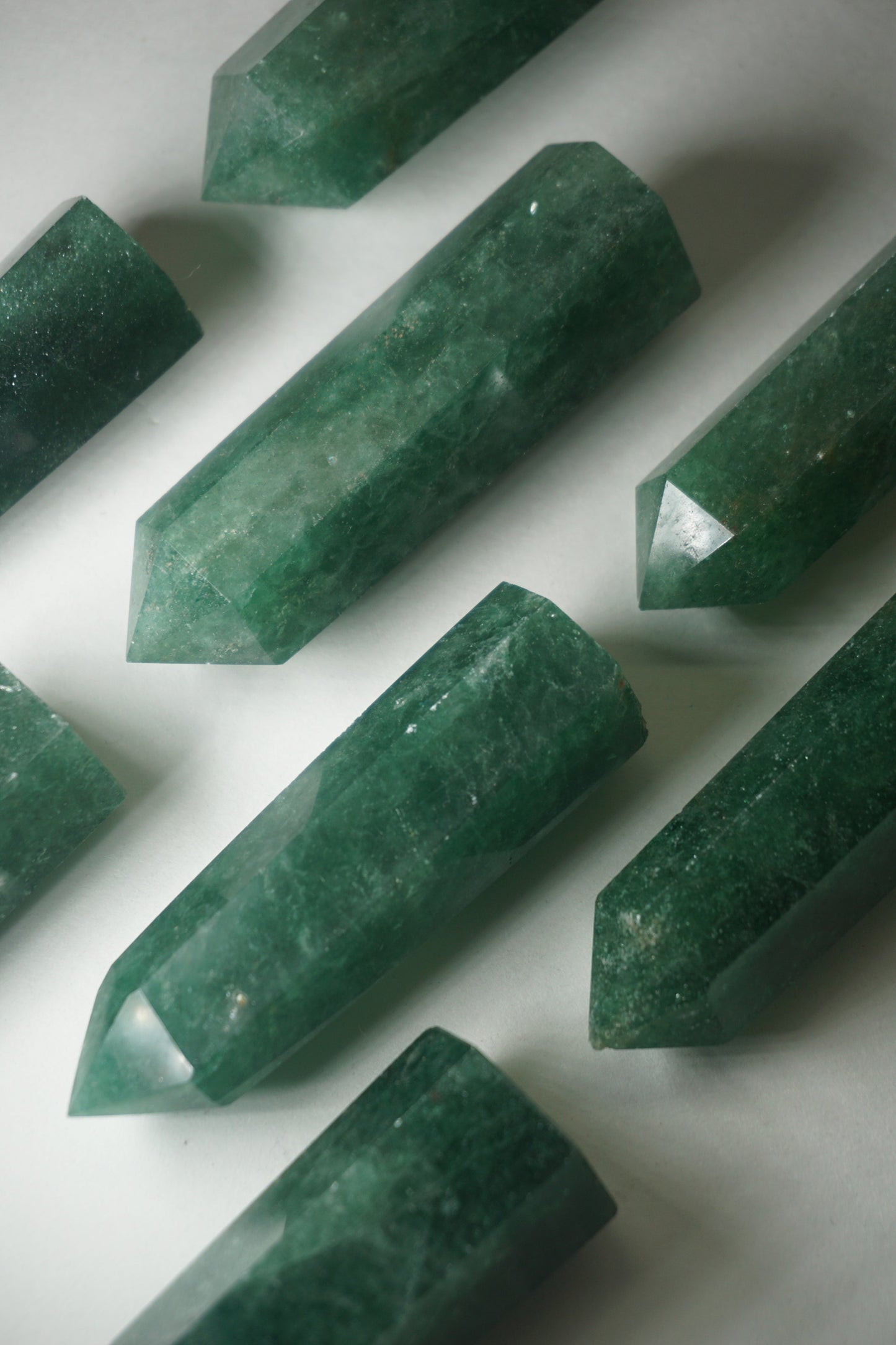 green strawberry quartz crystal tower