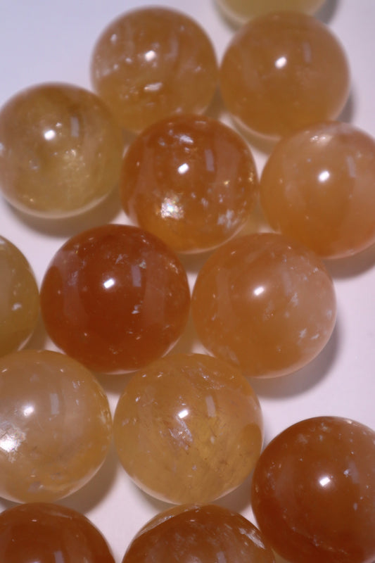 honey calcite crystal sphere