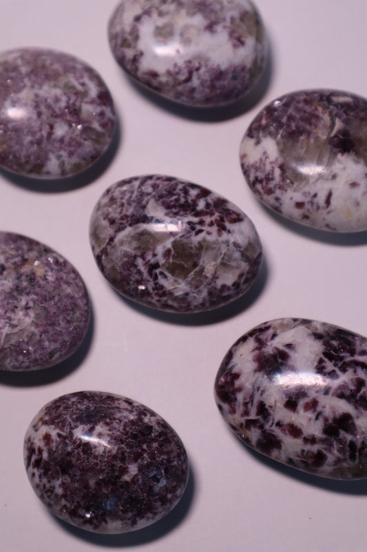 lepidolite crystal palm stone