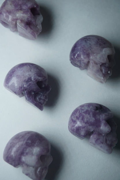 lepidolite crystal skull