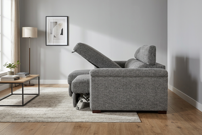 Lucious Gray Double Slider Power Sectional Sofa w/ Storage RAF Chaise