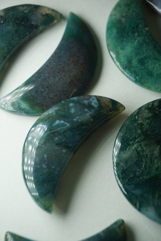 moss agate crystal moon