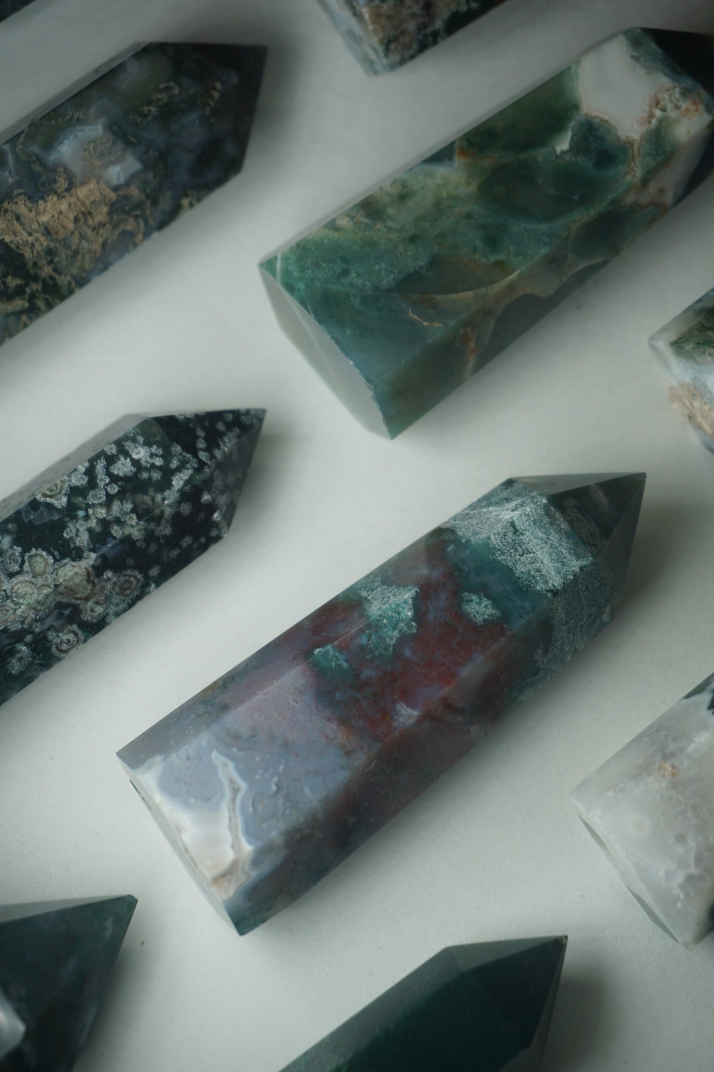moss agate crystal tower