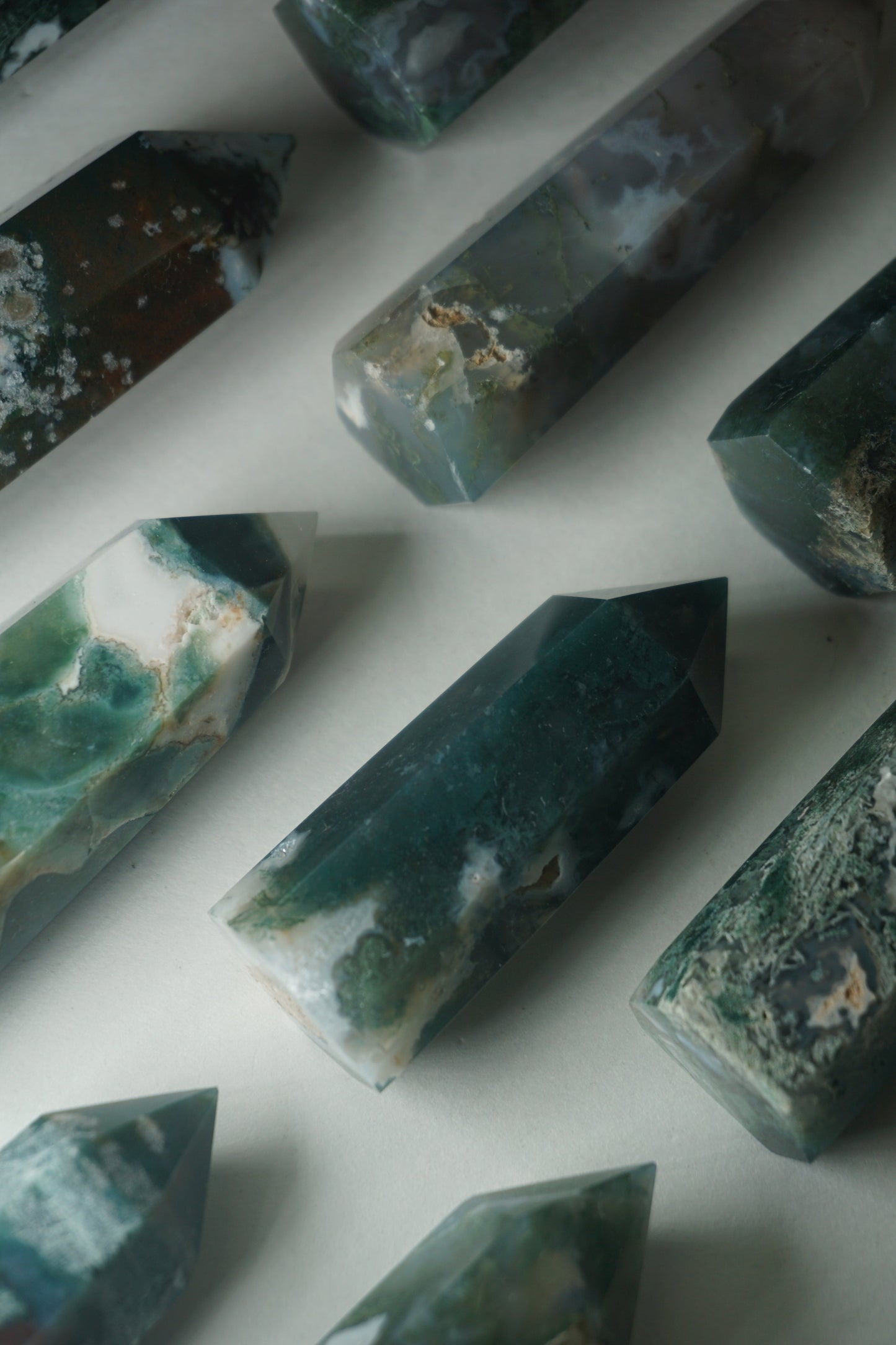 moss agate crystal tower