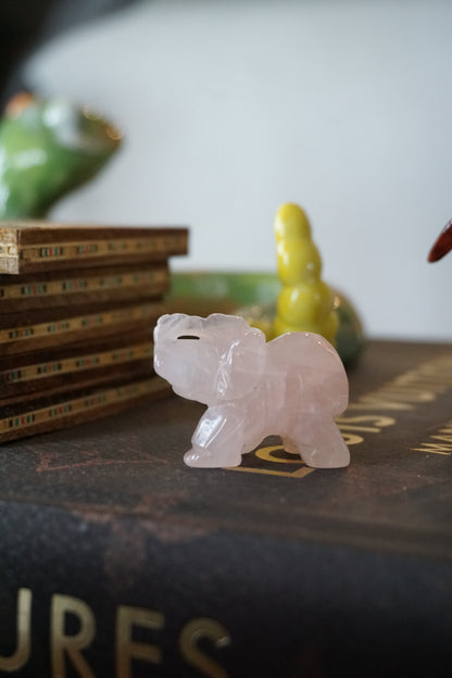 rose quartz crystal elephant