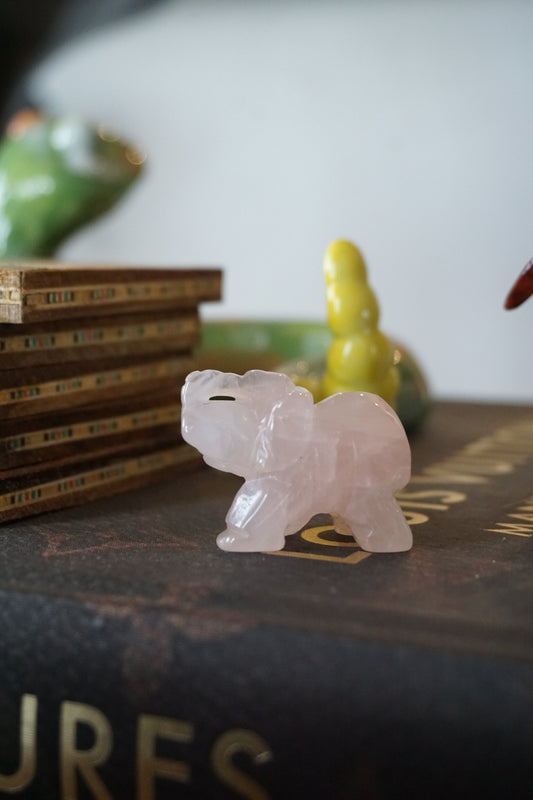 rose quartz crystal elephant