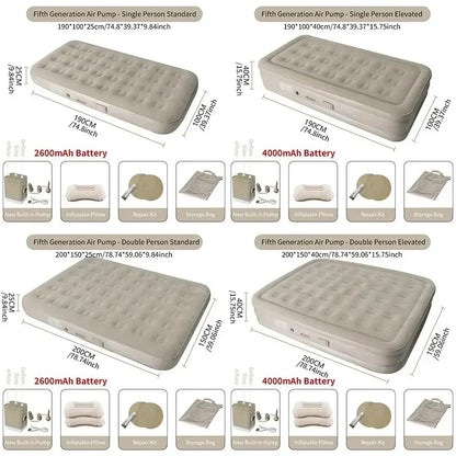Air Mattress with Built-In Pump Self-Inflating Double Sleeping Pad for Camping Indoors