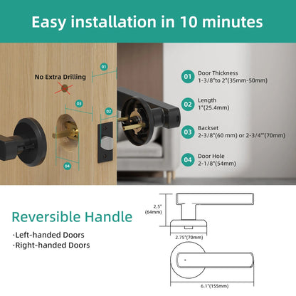 Fingerprint Smart Door Lock with App Control Touchscreen Keypad Passcode Unlock