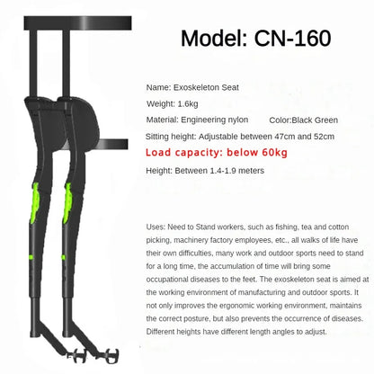 Wearable Exoskeleton Folding Chair Portable Outdoor Travel Seat Lightweight Stool