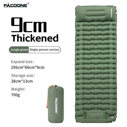PACOONE Inflatable Camping Mattress with Pillow Ultralight Air Sleeping Pad Pump