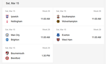 Premier League Next Fixtures [First Class Booking]