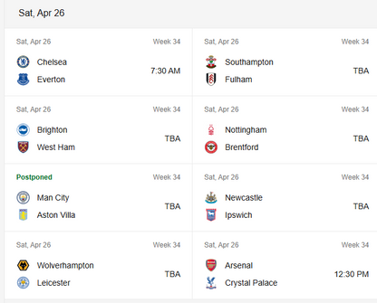 Premier League Next Fixtures [First Class Booking]