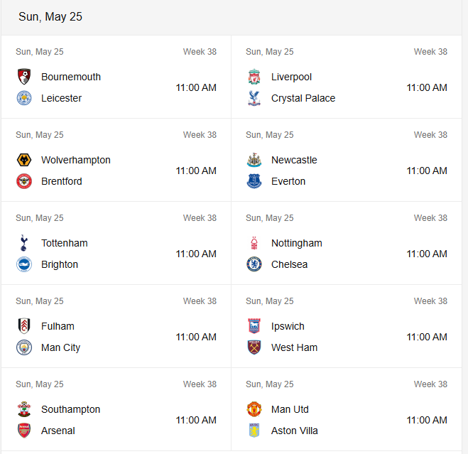 Premier League Next Fixtures [First Class Booking]