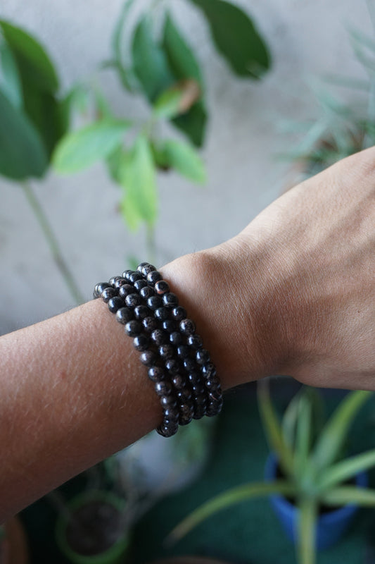 snowflake obsidian crystal bracelet