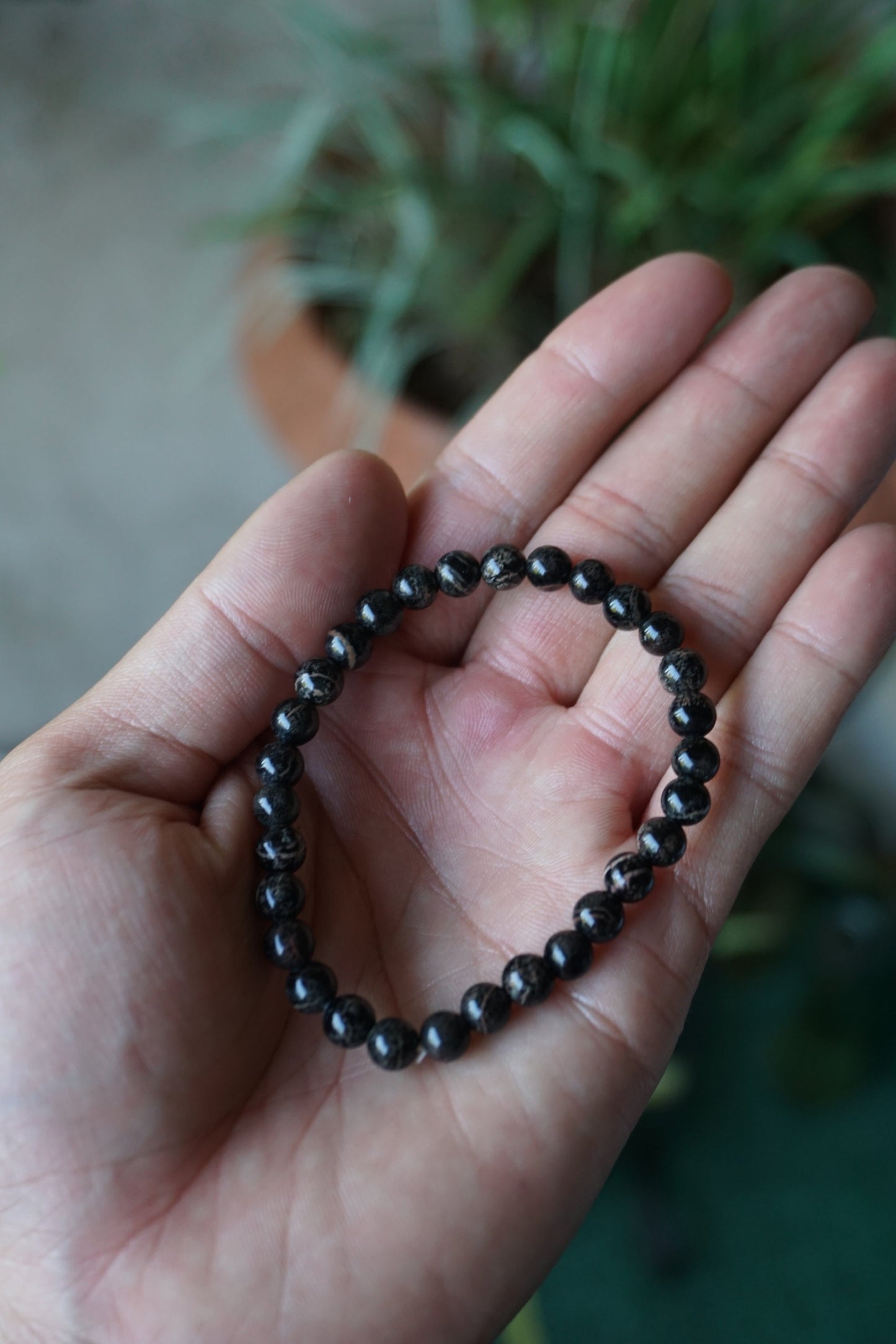 snowflake obsidian crystal bracelet