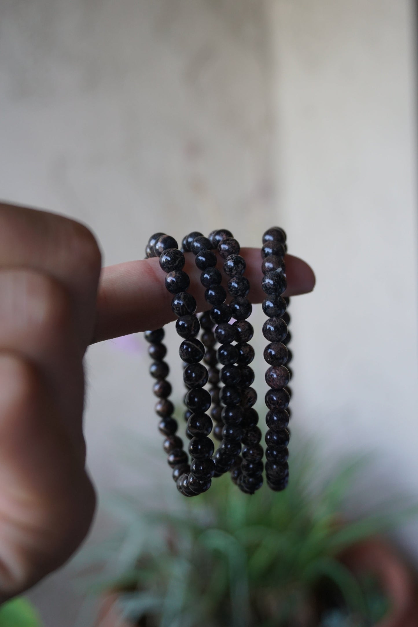 snowflake obsidian crystal bracelet