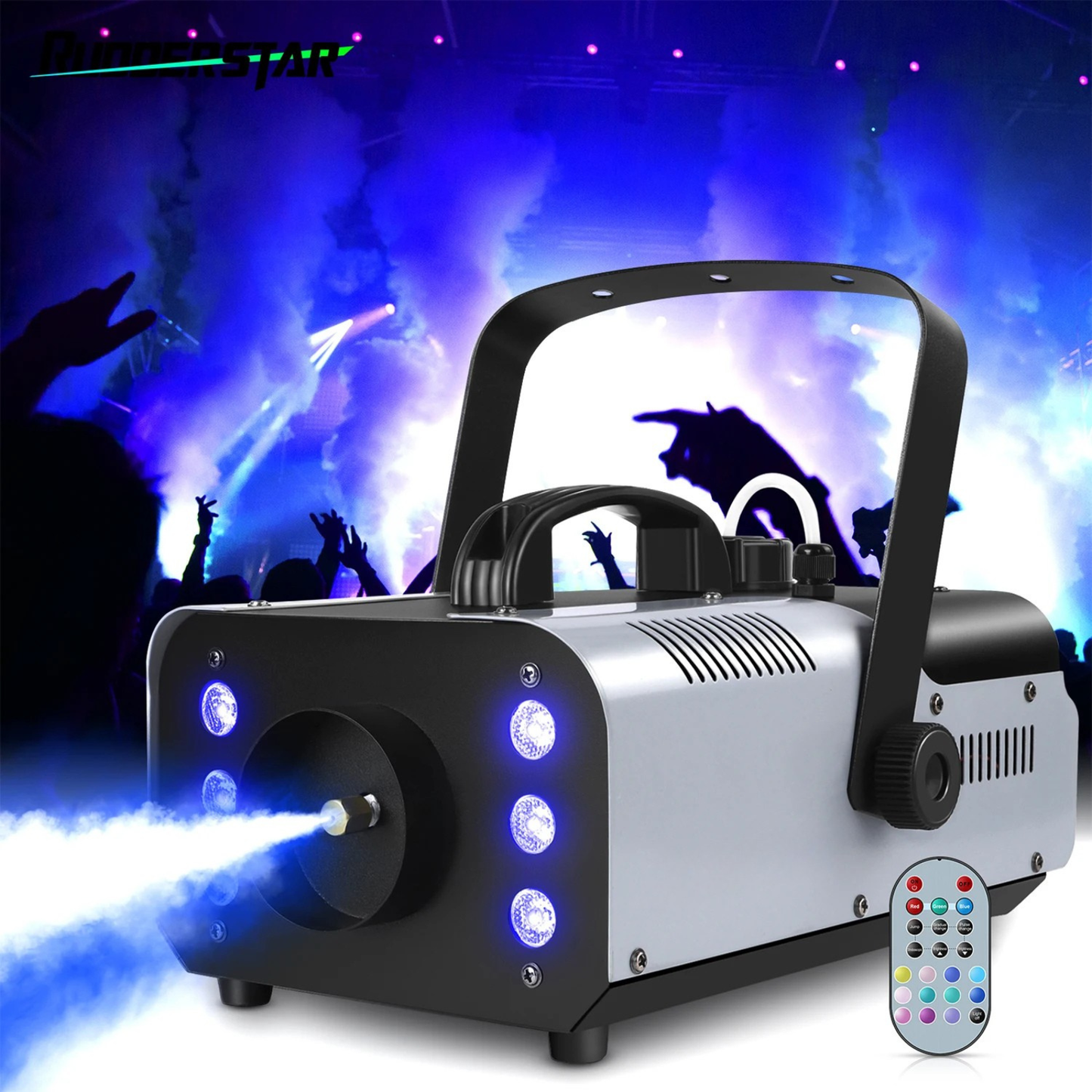 1200W Smoke Fog Machine with RGB 6LEDs Remote Stage Haze Generator for Parties