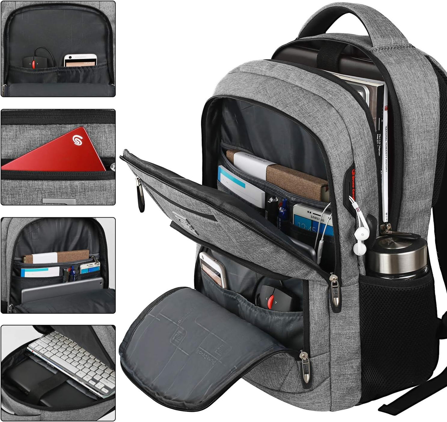 Slim Anti Theft Laptop Backpack 15.6 Inch USB Charging Travel Bag