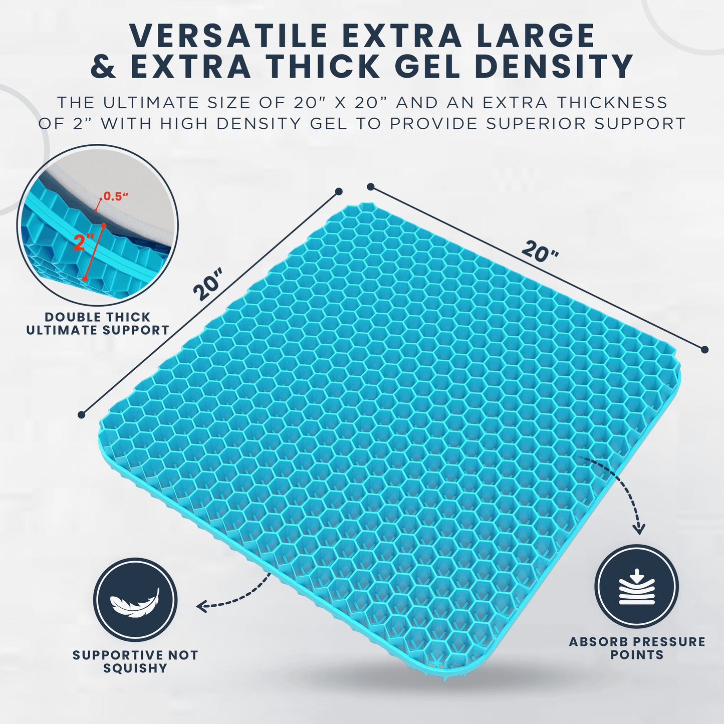 XL Gel Seat Cushion for Office Chair Car Truck Gaming Chairs